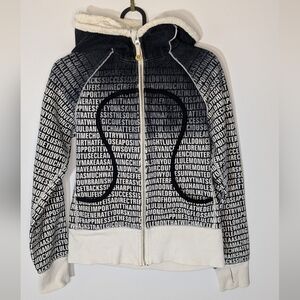 Rare! Lululemon Sz 4 Special Edition Scuba  Hoodie Word Written Black White